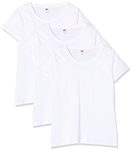 Fruit of The Loom Lady-Fit Original Tee, 3 Pack, T-Shirt Donna, Bianco (White 30), 44 (Taglia Produttore: X-Large)