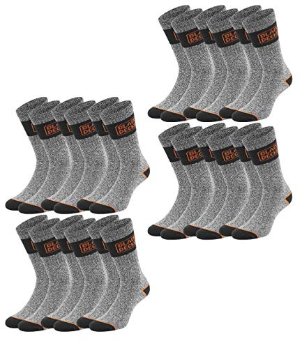 Black+Decker - Lot de 12 paires de Chaussettes Homme - Gris