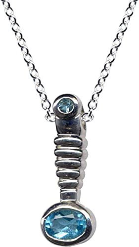 Cadena + colgante con circonita/estilo Art Nouveau/plata de ley 925/color de piedra: azul / 54104, Plata de ley 925, piedras de circonita, Diamantes de imitación de