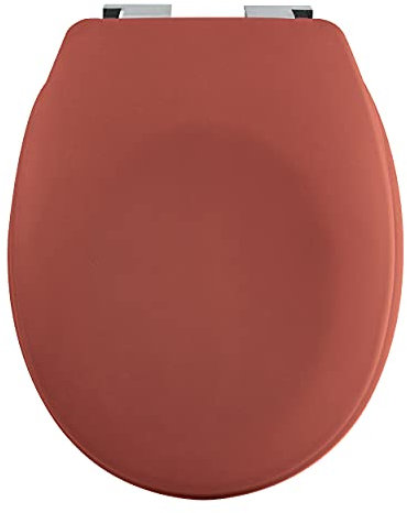 Spirella Premium Toilettendeckel oval Klodeckel mit matten Finish und Softclose Absenkautomatik. Antibakterielle Klobrille aus Duroplast und rostfreiem Edelstahl-Terracotta, Thermo hart, Orange