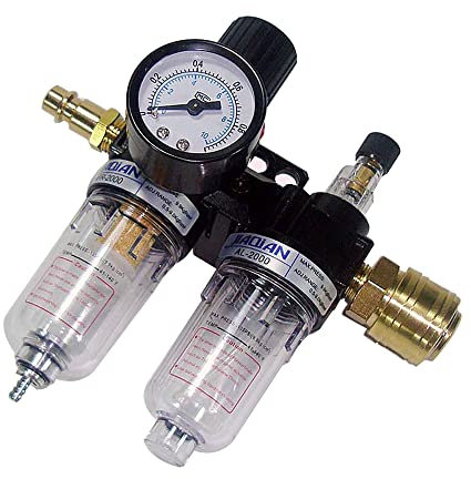 Ruolin Druckminderer Druckluft Wasserabscheider Druckluft, 1/4 Filter Wasserabscheider Ölabscheider, Druckregler Pneumatische mit Manometer, Pneumatischer Wasserabscheider