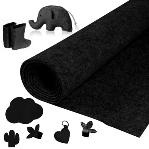 Yuragim Filtrulle filttyg, filt metervara 40 cm x 250 cm x 3 mm filt tyg pysselfilt dekorativ filt fickfilt filtmatta för gör-det-själv förvaringsväska filtunderlägg lapptäcke sömnad hantverk (svart)