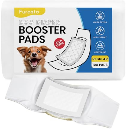 Furcato Disposable Dog Diaper Liners Booster Pads for Male & Female Dogs - 100ct | Diaper Inserts fit Most Washable Dog Wraps and Belly Bands,Regular