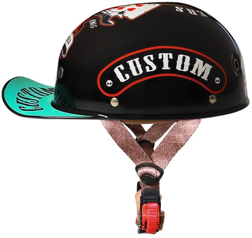 Vintage Style Motorcykel Öppen Face Hjälm Vuxen Retro Motorcykel Halvhjälm for män Kvinnor DOT/ECE Certifierad Unisex Skull Cap for Cykel Scooter ATV UTV Skateboard(2,L(59~60CM))