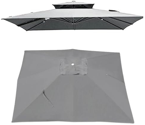 IMUNKT Toile de parasol carré de réplacement 300x300cm Dessus de parapluie pour offset/jardin/marché (Light Grey)