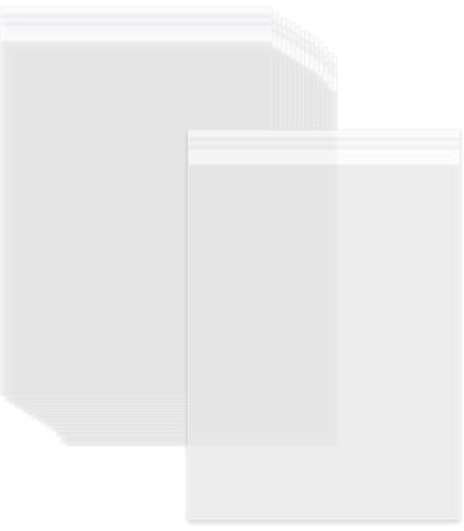 Paquete de 100 bolsas transparentes autoadhesivas, bolsas de celofán autoadhesivas A5, bolsas transparentes pequeñas para galletas, tarjetas, dulces, regalos, joyas, bricolaje hecho a mano