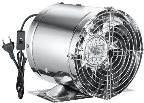 Hose Vary Ventilador de tubo de 150 mm, 480 m³/h, de metal, con interruptor de presión, válvula antirretorno para baño, garaje, invernadero, color plateado