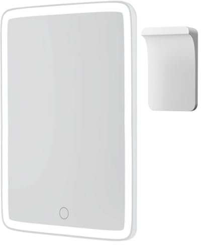 Mavoro Specchio LED per trucco, 17,8 x 22,9 cm, ricaricabile, da viaggio, con supporto e montaggio a parete