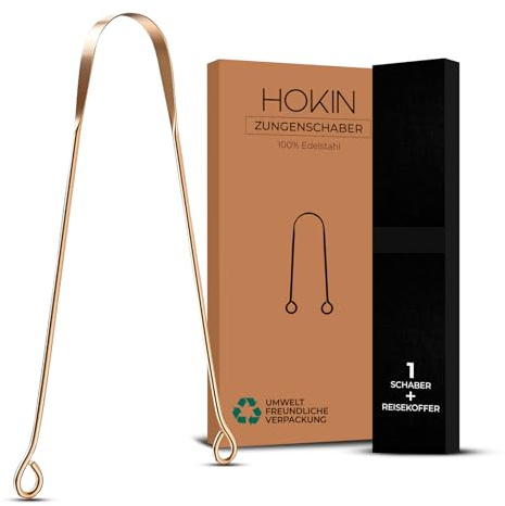 HOKIN Gratte-langue en cuivre, traitement de la mauvaise haleine, 100% cuivre, gratte-langue pour hommes et femmes, brosse à langue pour hygiène bucco-dentaire (1 pièce)