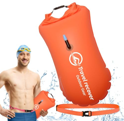 SWAM BUOY Open Water - Swim Safety Float, Nuoto Float Boa | Nuoto Di Sicurezza In Galleggiante Cuscinetto Per Acqua Aperta, Boa Di Nuoto Con Cintura In Vita Regolabile, Grande Boia Della Piscina, Sacc