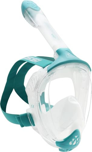 CRESSI Java Junior Full Face Mask Clear/Aquamarine XS - Maschera Snorkeling Integrale Junior, Lente Ultra Chiara Anti Fog, 100% Silicone, Snorkel Dry con Valvole Sicurezza, Trasparente/Acquamarina, XS