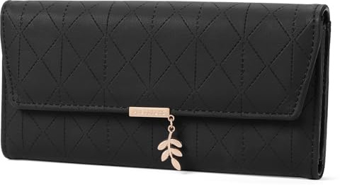 FALAN MULE Geldbörse Damen im Langformat, Portemonnaie Gross für Frauen PU Leder mit 9 Kartenfächern Lang Portmonee Damen Geldbeutel groß mit Reißverschluss Münzfach und Vielen Fächern, Clutch