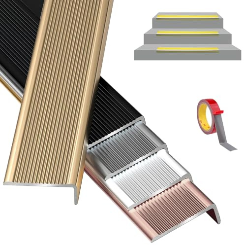90cm Profilo Per Scale In Alluminio A Forma Di L, Strisce Antiscivolo Per Gradini, Profilo Per Bordi Scale - Larghezza 3/4/5/7/10cm, Facile Da Installare, Disponibile In Cinque Colo(Gold,30*20mm)