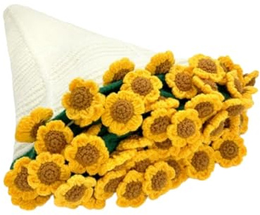 Coperta Bouquet all'Uncinetto - Coperte Lavorate a Maglia con Girasole per Divano e Soggiorno | Lavori all'Uncinetto Fatti a Mano con Girasole, Plaid Throw Bouquet, Set di Maglieria Accogliente per