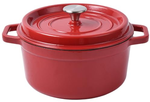 Dutch Oven 7.1 Faitout en fonte antirouille avec couvercle et double poignées, cocotte ronde en fonte pour la cuisson du pain, les ragoûts et le rôtissage émaillé