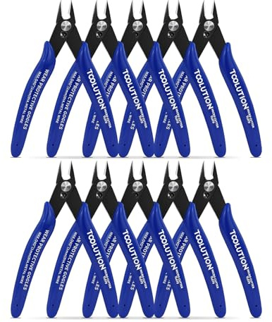 TOOLUTION Liten Trådavskärare, 10-pack Plan Skärande Tång Mikro Avbitartång - Diagonalavskärare för Skärning av Buntband Pyssel - Mini Nippers för Plastmodell Smyckestillverkning 3D-utskrift