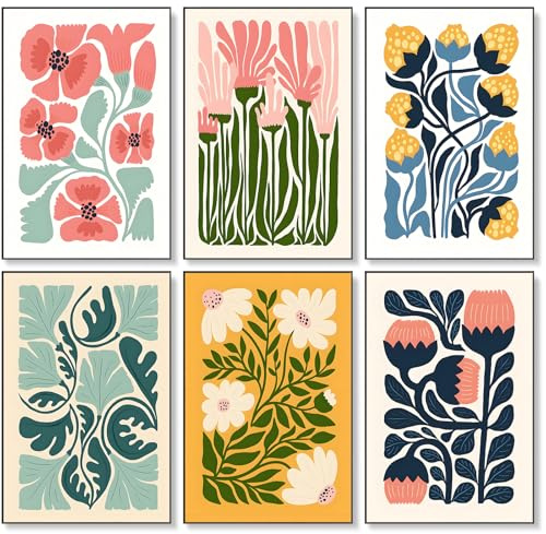 6 Pack Paint by Numbers for Adults, Easy Flower Design, 8x12 Inch | DIY Acrylic Canvas Painting Kit for Beginners, Relaxing Creative Hobby, Home Wall Decor & Gift Idea