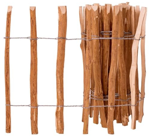 Mokuyary Staket hasselnötsträ 60 x 500 cm, dekorativt utomhusträdgårdsstaket djurbarriär för hundar, gård, bak, uteplats, terrass