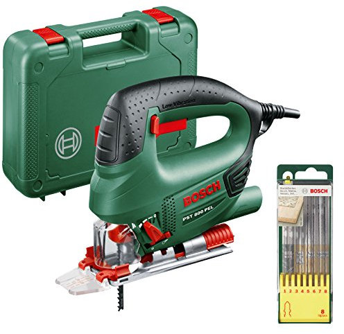 Bosch 0615991Ev1 Pst 800 Pel Compact + 10Pc Jsb Set (Wood/Metal/T-Shank), Green