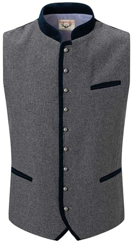 Stockerpoint Gilet Traditionnel Alonso pour Homme, Gris et Bleu Nuit, 54