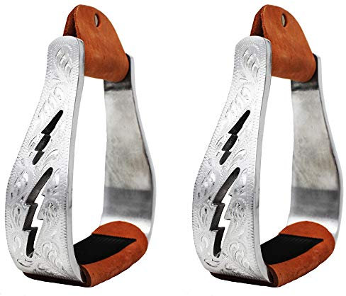 CHALLENGER Pferd Western Aluminium Lightning Bolt Cut-Out Sattel Steigbügel 51208