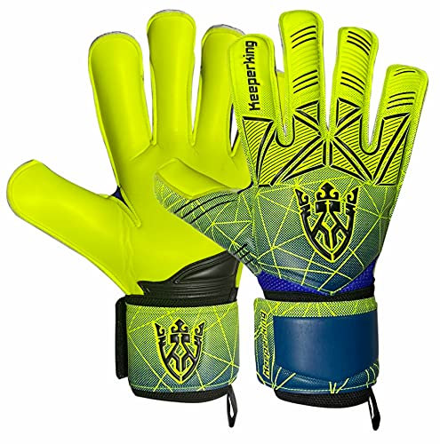 Keeperking Torwarthandschuhe Erwachsene Kinder Jugend mit und ohne Fingerschutz Fußballhandschuhe abnehmbar fingersave 4mm Unisex (6, Gelb- Abnehmbar FS)
