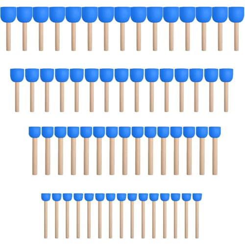 WAFJAMF 60 Pcs Assorted Size Round Sponges Brush Set, 4 Size DIY Paint Tools for Kids – Blue