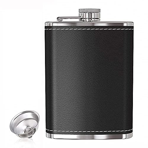 Hip Flask 8OZ- 304 Stainless Steel Flagon for Climbing Camping Barbecue Bar Party Drinker, Portable Pocket Whiskey Flask (Sliver)