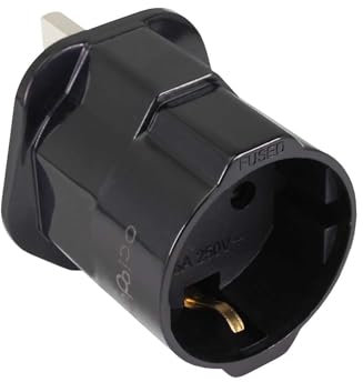 OcioDual Adaptateur Prise Anglaise, Prise Anglaise Adaptateur Francais, Dubai, Irlande, Angleterre, Convertisseur de EU vers UK, Europe ver UK Adapter, 2 Broches vers 3 Broches, Noir
