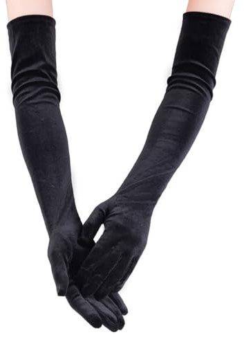 BZKSER 1pair Guanti da Sera Lunghi Stile - Anni '20 Guanti da Sera Neri Bianchi Guanti da Gomito da Ballo da Sposa Guanti da Ballo da Donna Sexy da Sposa,per Matrimoni Festa in Maschera Carnevale