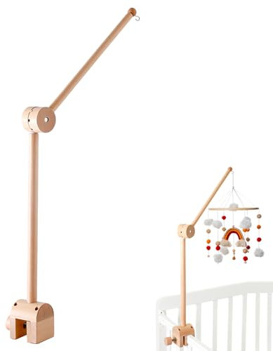 APOMOONS Mobile Holz für Babybett 360°Drehbar Baby Mobile, Mobile Halterung Holz für Babybett Baby Mobile Halterung Wickeltisch für Kinderbett Aufhängung Windspiele Bettglocke