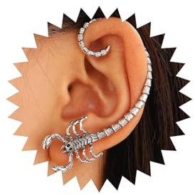 Wendalern Punk Skorpion Ohrstecker Silber Ohrclip Ohrringe 3d Wrap No Piercing Ohrclimber Schmuck Für Frauen Und Mädchen