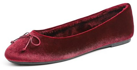 Feversole Ballerina Velluto Colorata con Cuscino in Memory Foam per amaretti da Donna Velluto Borgogna Foderato di pellicciataglie 39 EU