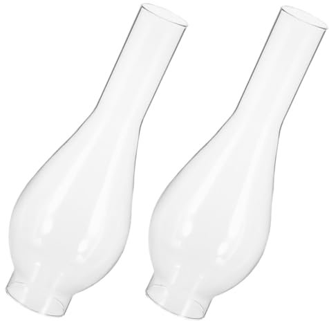 CRILSTYLEO 2Stücke Klarglas Lampenschirm für Öllampe Ersatzglas für Kerosinlampe Vintage Lampenschirm Langlebige Glaskolben für Petroleumlampe für Dekoration und Zubehör