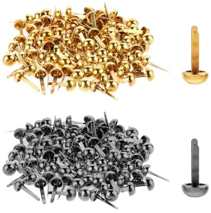 200 Stück Mini Brads Stern Gold Musterklammern Rundkopfklammern Musterbeutelklammern 17x8mm Scrapbooking Brads Musterklammern für Ledertasche Diy Schulbüro Basteln Dekorationenherstellung Verzierungen