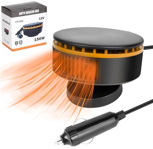 COMBLU Riscaldatore per auto, 12 V 150 W, riscaldatore portatile per auto, riscaldamento rapido, sbrinatore per parabrezza auto, sbrinatore per parabrezza dell'auto, riscaldamento a 360 gradi