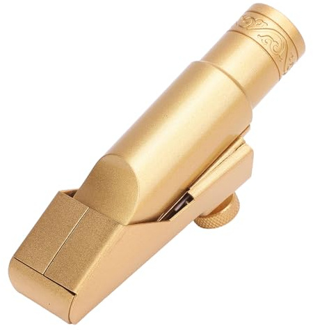Ljus Ton Mässing Altsaxofon Munstycke med Lock Metall för Nybörjare Proffs 5C, Metall Lock Håller Damm Rent Tillbehör, Stora Entusiaster