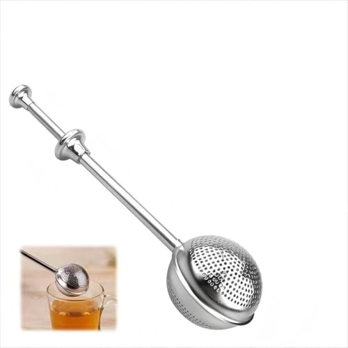 Tea Infuser for Loose Leaf Tea 2025 Loose Leaf Tea Ball Strainer Steeper Stainless Steel Long Handle Fine Mesh Tea Diffuser for Mugs, Sifter for Baking Sugar Shaker Flour Duster (Full Mesh*1)