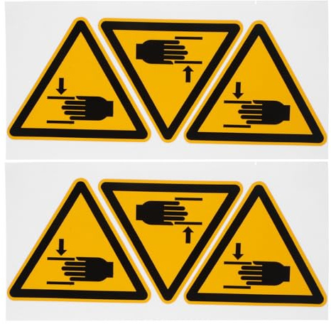 Luxshiny Lot De 6 Autocollants De SéCurité AdhéSifs Attention Pincement Des Mains ÉTiquettes D'Avertissement Danger Pour Machines Maison Et Bureau 10.00 X 8.80 X 0.10 Cm