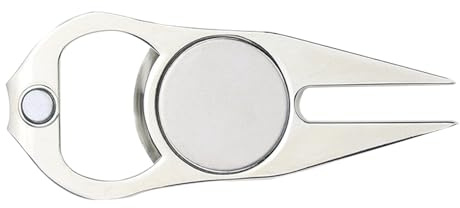 Herramienta Divot Golf de aleación de Zinc - Tenedor de reparación de Marcado de Bola magnética, diseño Plegable de Horquilla de | Limpiador de Ranuras de alineación Ligero Multifuncional, un