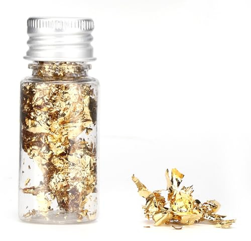 Dioche Feuille D'or en Flocons de Papier Comestible, Feuille D'or Comestible de qualité Supérieure pour Gâteau, Chocolat, Dessert, Décoration de Haute qualité, sans Danger, en