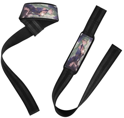 Witch Hat Anime Girl Wrist Wraps and Lifting Straps Anti Slip Pair of Gym Straps for Workout, Gym, Powerlifting, Bodybuilding