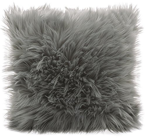 CelinaTex Cuddly Dekokissen 80 x 80 cm grau Langhaar Zierkissen dekoratives Fellimitat Sofakissen Kunstfell Kissen