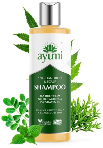 Ayumi Anti Dandruff Shampoo | Clarifying Shampoo for Oily Hair | NeemShampoo for Dandruff Treatment | Tea Tree Oil for Itchy Scalp | Anti-DandruffShampoo Men & Women | 250 ml