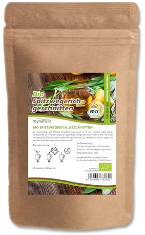 Mynatura Bio Spitzwegerich geschnitten I Getrocknet I Tee I Lungenblatt I Kräutertee I Naturprodukt I Kräuter I Im Beutel (100g)
