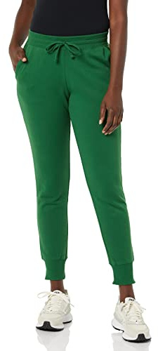 Amazon Essentials Pantalon De Jogging À Revers en Polaire (Disponible en Grande Taille) Femme, Vert Foncé, M