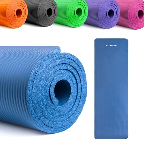 FIZYO Esterilla de Yoga Antideslizante para Fitness y Pilates – Alfombrilla Gruesa Extra 1 cm para Deporte y Gimnasio, Ligera y Cómoda, con Bolsa de Transporte – 183 x 61 cm – Color Azul