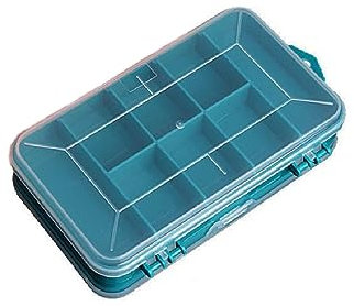 Caja de almacenamiento de herramientas de doble cara, caja organizadora transparente de piezas pequeñas, 13 compartimentos, caja de almacenamiento portátil para tornillos, tuercas, clavos (verde)