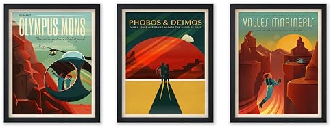 Poster Master 3-Piece Astronomy Poster - Olympus Mons Space Travel Poster - Gift for Astronomers - Wall Decor Home, Living Room - Phobos and Deimos - Valles Marineris, 18x24 Unframed Wall Art