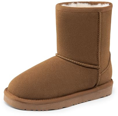 DREAM PAIRS Kids Cozy Fuzzy Boots,Size 12 Little Kid,Light Brown